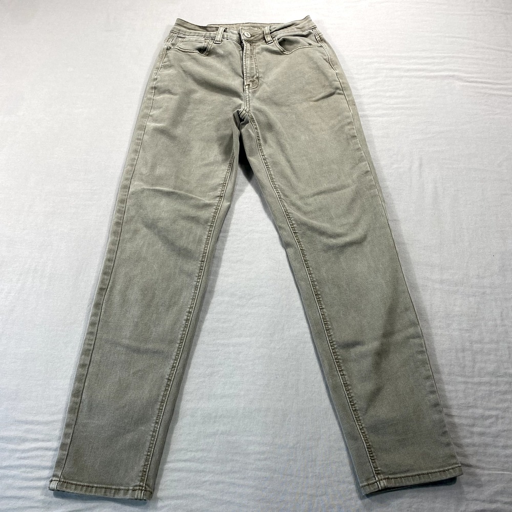 American Eagle Mom Jeans Womens Size 2 Gray‎ Denim Stretch Mid Rise Casual 24x28